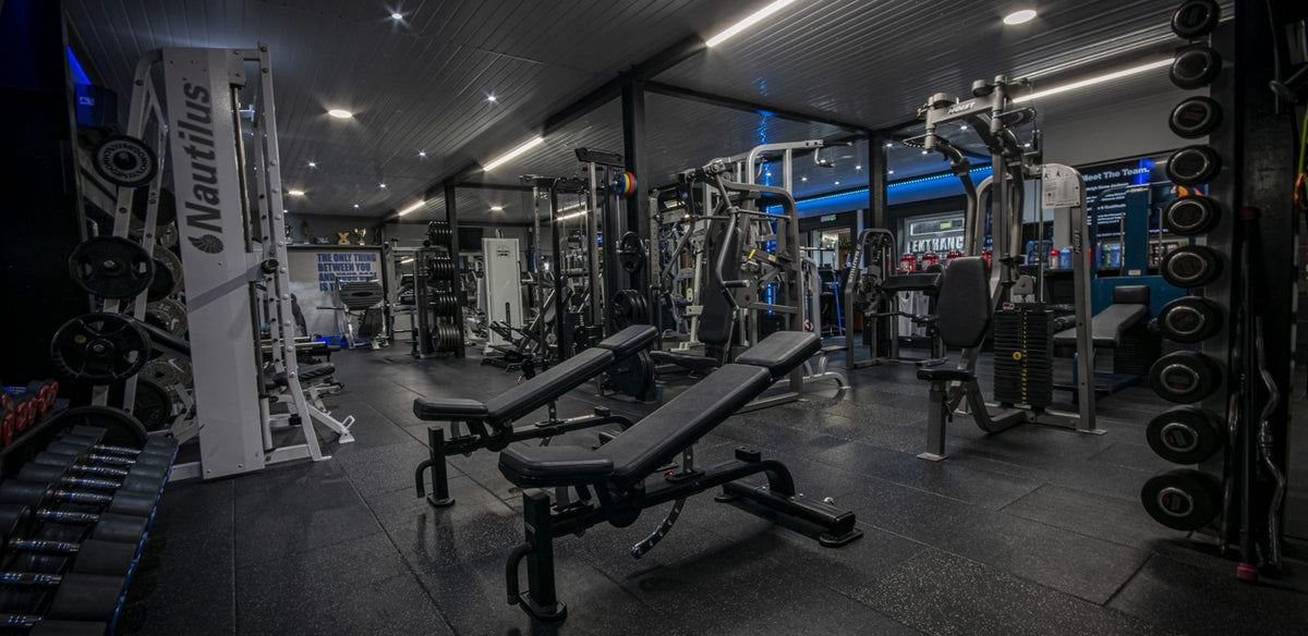 Nautilus adjustable benches and dumbbell rack at Mas Body Gym Middlesbrough