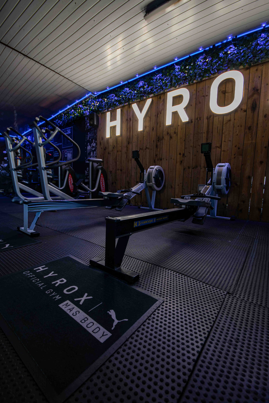 Two Concept2 rowing machines in the HYROX area at Mas Body Gym Middlesbrough